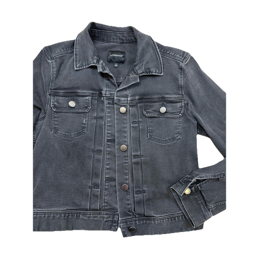 Black Jean Jacket Classic 90s Minimalist Denim Trucker Liverpool Jeans S